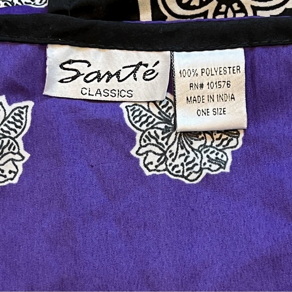 Sante Classics Kaftan One Size Maxi Cover Up Pullover Purple Black Housedress - Picture 8 of 10